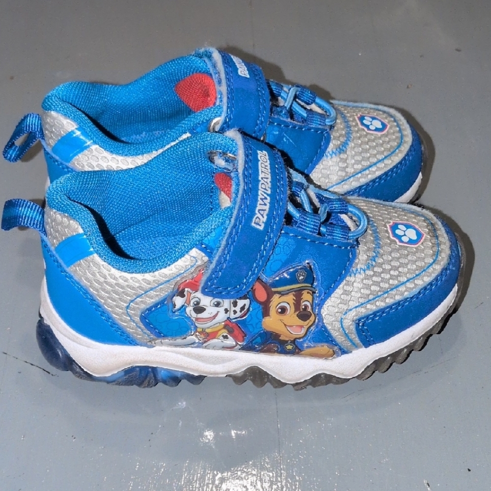 Paw Patrol Blue and White Sneakers with Cartoon Accents